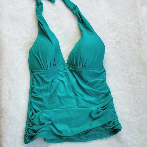 La Blanca Island Goddess Halter Tankini Top Jade Green Size  6 C D Cup - Picture 1 of 6